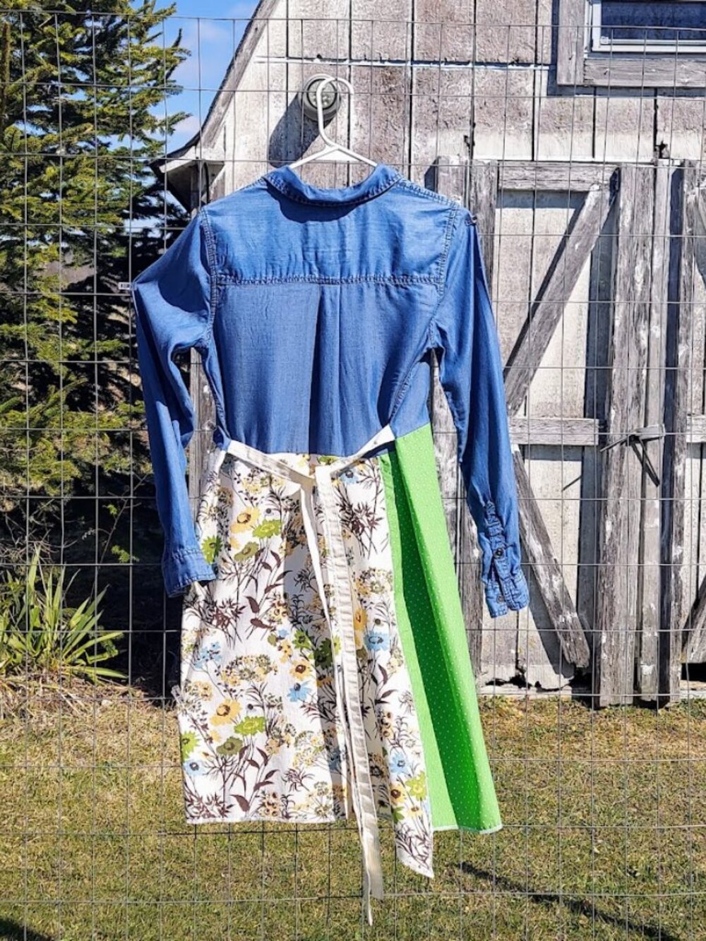 Upcycled Floral Denim Shirt Dress M - Picture 4 of 10